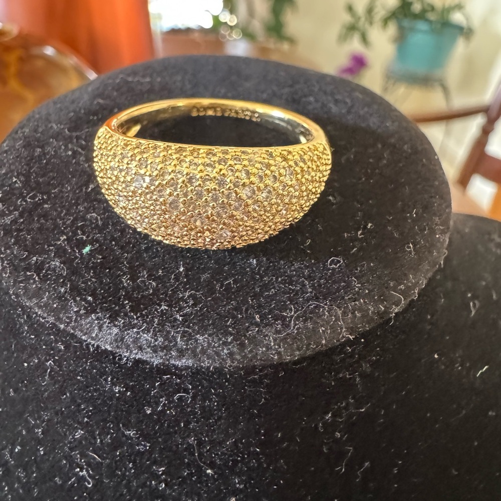 Gold Pave Dome Statement Ring - Women's Fashion Band